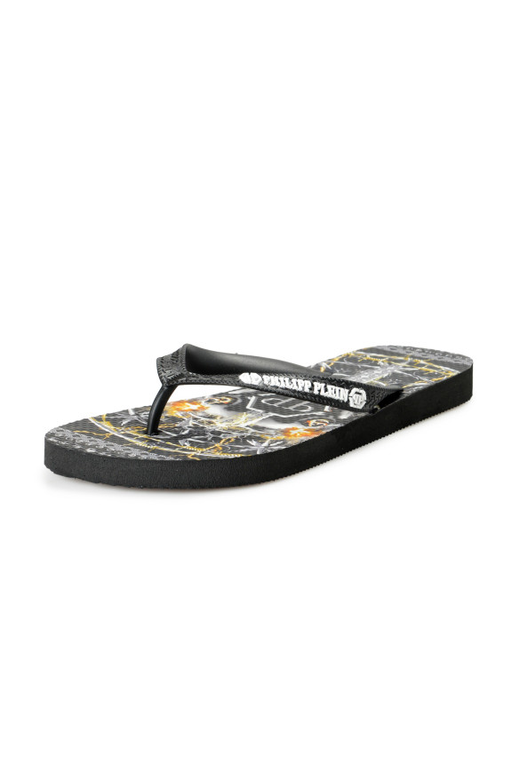 Philipp Plein Black/Multi Rubber Logo Print Flip Flops Shoes: Picture 2