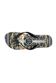 Philipp Plein Black/Multi Rubber Logo Print Flip Flops Shoes: Picture 8
