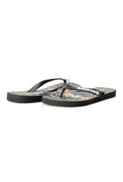 Philipp Plein Black/Multi Rubber Logo Print Flip Flops Shoes: Picture 9