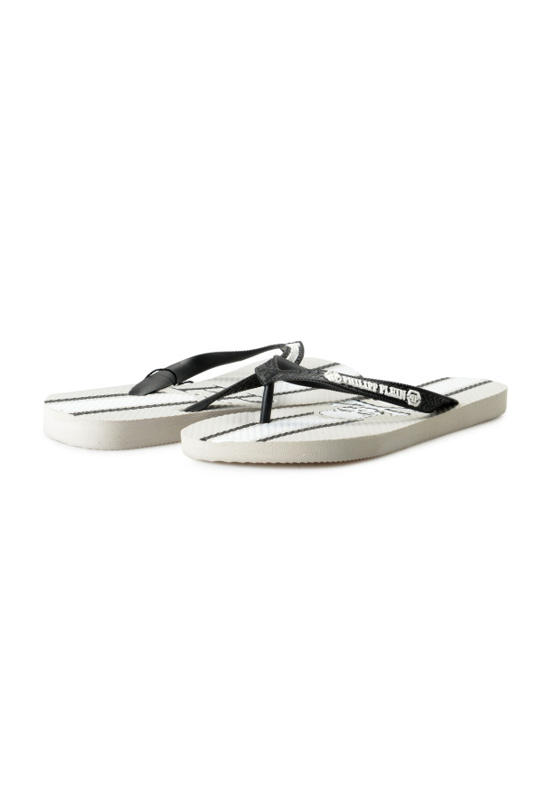 Philipp Plein Grey Rubber Logo Print Flip Flops Shoes: Picture 2