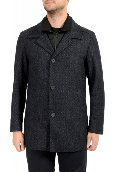 Hugo Boss Men's "Barelto1942" Blue Wool Button Down Coat 