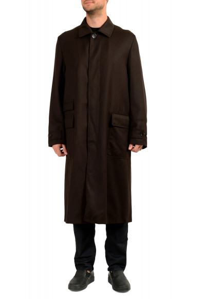 Hugo Boss Men's "Rogen" Brown 100% Wool Button Down Long Coat