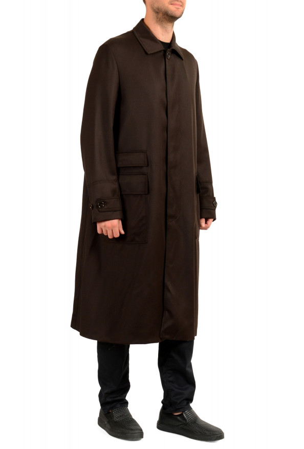 Hugo Boss Men's "Rogen" Brown 100% Wool Button Down Long Coat: Picture 2