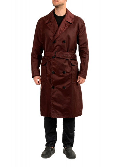 Hugo Boss Men's "Loup" Vine Red Slim Fit Double Breasted Belted Coat