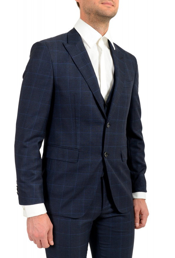 Hugo Boss Men's "T-Rouven/Wain1 WE" Blue Plaid 100% Wool Three Piece Suit: Picture 5