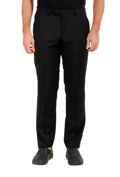 Hugo Boss Men's "Simmons182" Regular Fit Black 100% Wool Flat Front Dress Pants
