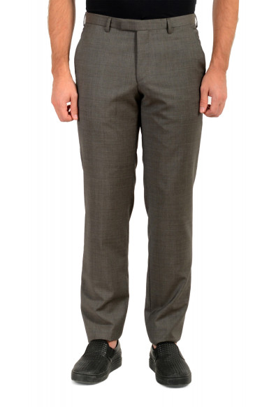 Hugo Boss Men's "Leenon 187375" Gray 100% Wool Flat Front Dress Pants