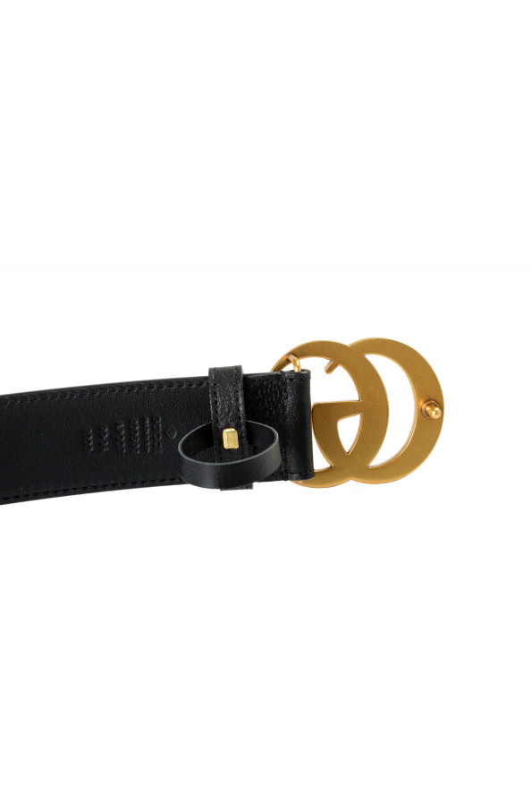 Gucci Unisex Wide Black Leather Metal Double G Buckle 400593 Belt: Picture 5