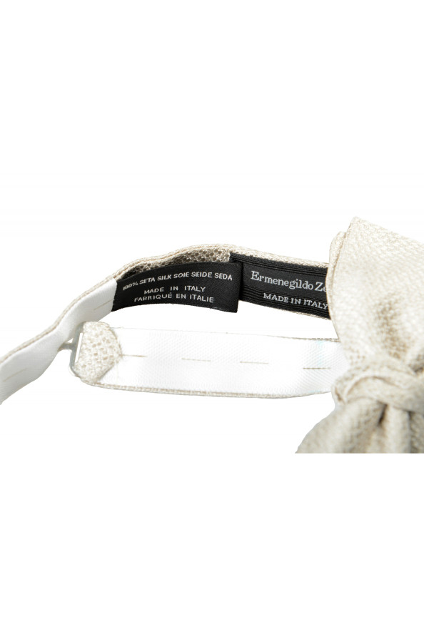 Ermenegildo Zegna Men's White/Beige 100% Silk Bow Tie: Picture 2