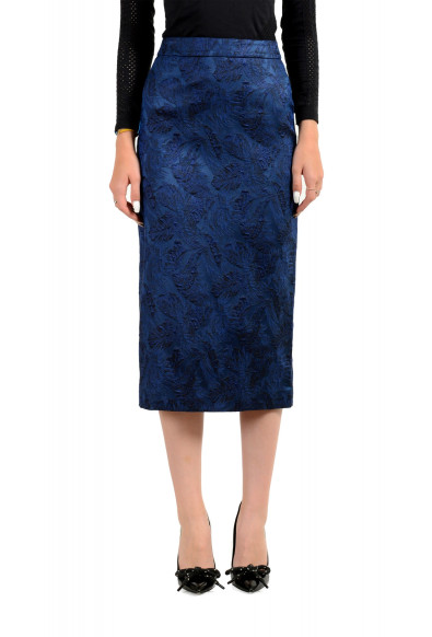 Hugo Boss Women's "Vinoa" Blue Jacquard Pencil Skirt