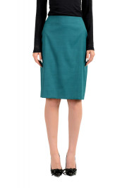 Hugo Boss Women's "Vikena" Teal Green 100% Wool Straight Pencil Skirt
