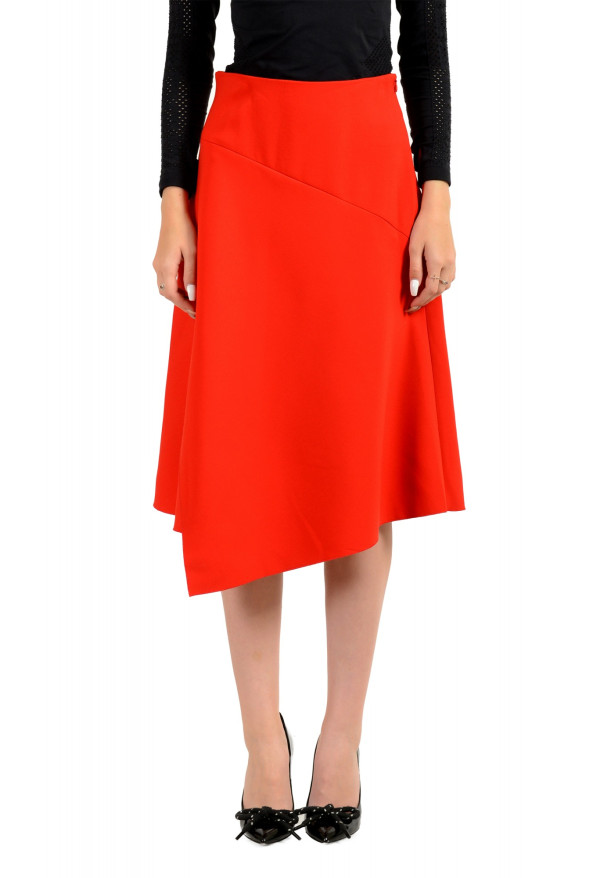 Hugo Boss Women's "Vamokato" True Red Midi Asymmetrical Skirt 