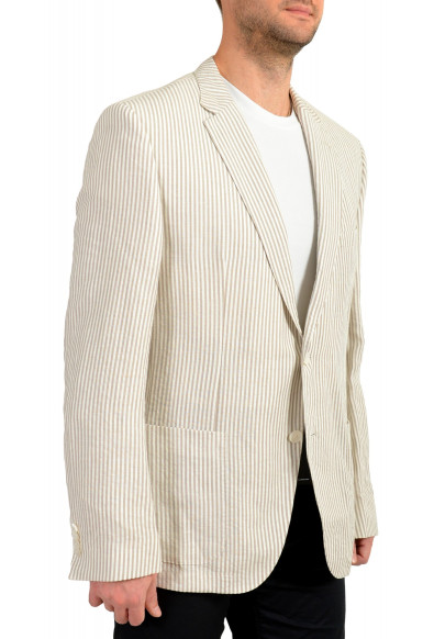 Hugo Boss Men's Janson3 Beige Striped Wool Linen Two Button Blazer: Picture 2
