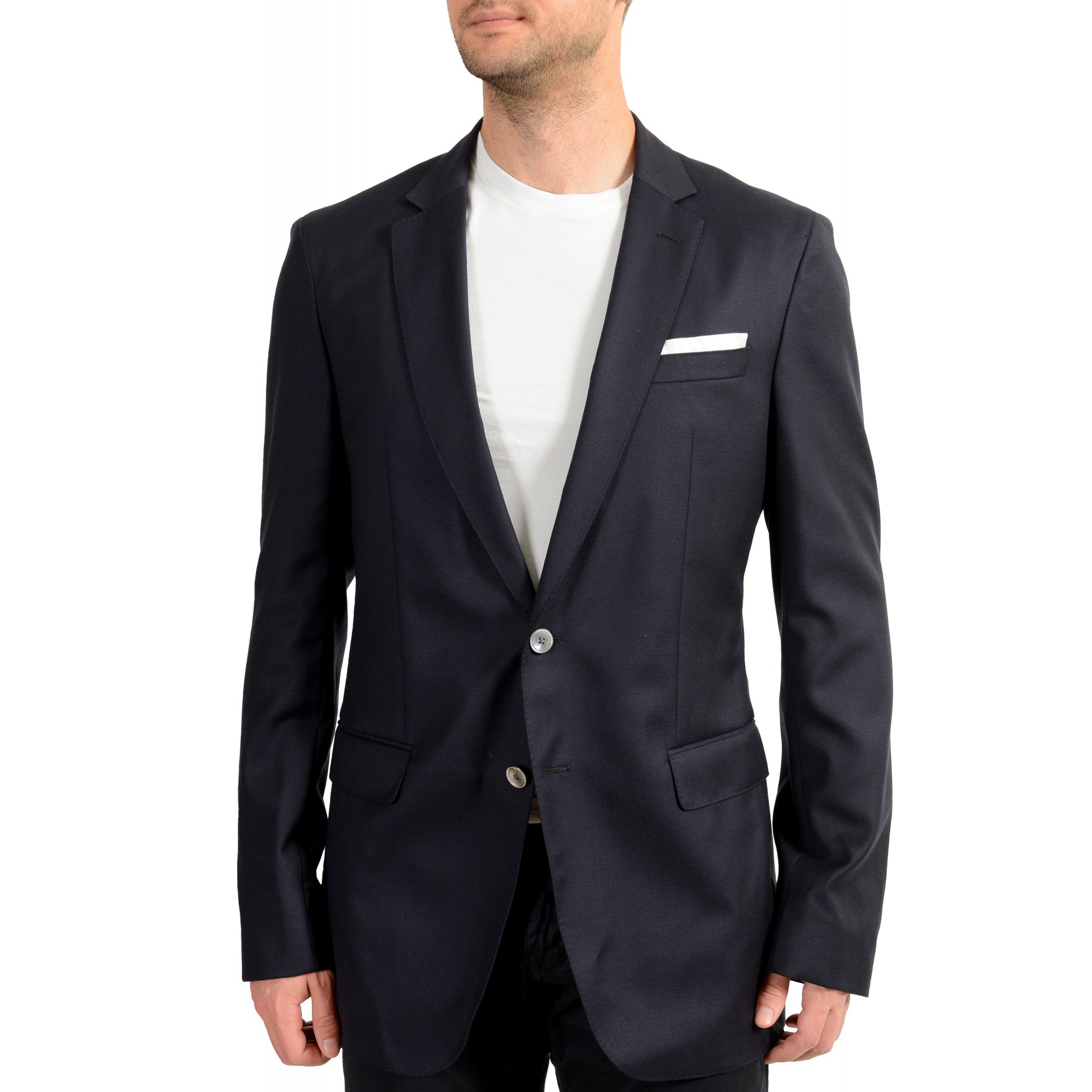 Hugo Boss Men's Hartlay Blue Slim Fit 100% Wool Two Button Blazer
