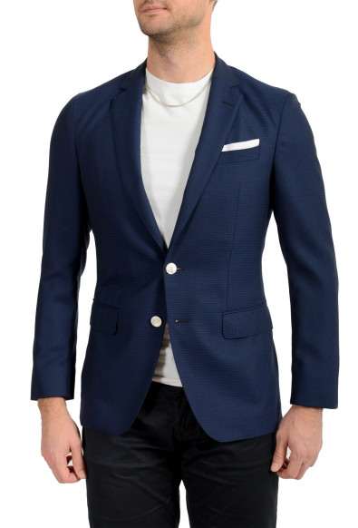 Hugo Boss Men's "Hartlay" Slim Fit Blue Plaid 100% Wool Two Button Blazer