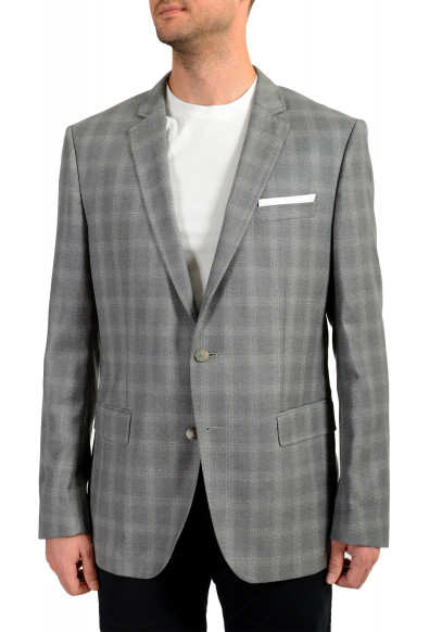 Hugo Boss Men's "Hutsons4" Gray 100% Wool Plaid Two Button Blazer