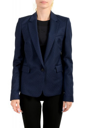 Hugo Boss Women's "Janufa" Navy Blue Pinstripe Wool One Button Blazer