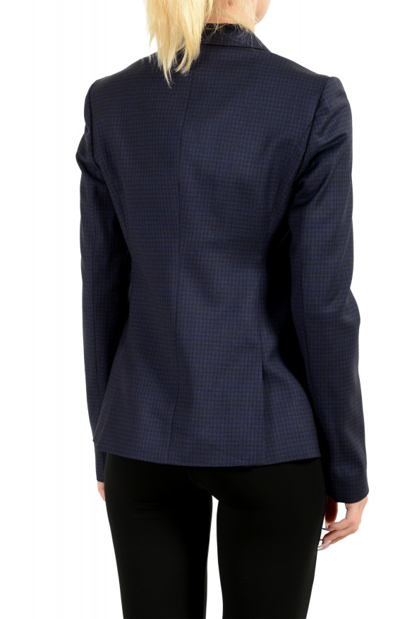 Hugo Boss Women's "Jatinda3" Navy Blue Plaid 100% Wool Two Button Blazer: Picture 3
