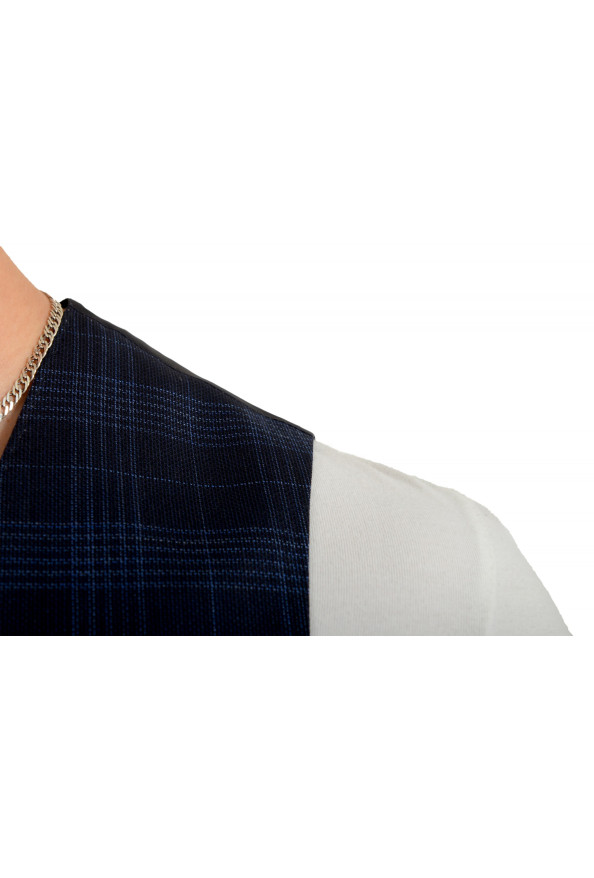 Hugo Boss Men's "Huge6 Weste" Slim Fit Blue Plaid 100% Wool Button Down Vest: Picture 4