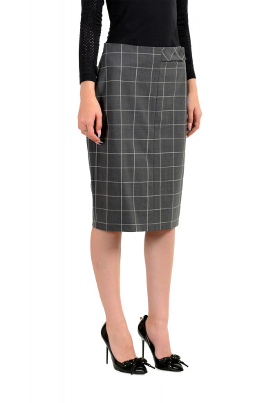 Hugo Boss Women's "Vensina" Gray Wool Plaid Pencil Skirt : Picture 2