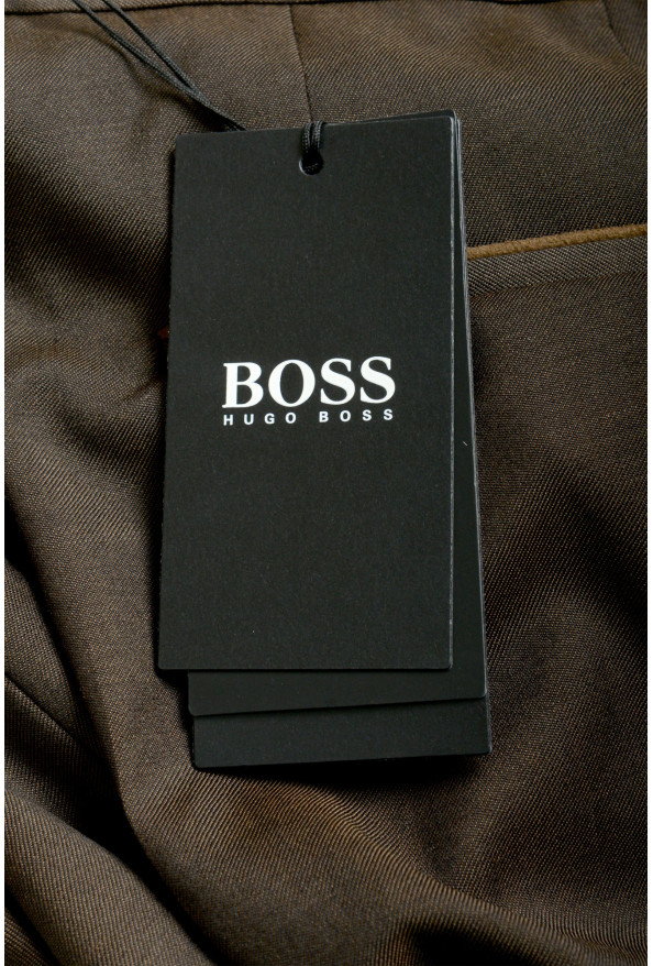 Hugo Boss Men's "Giro5" Slim Fit Brown 100% Wool Dress Pants: Picture 4