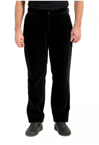 Dolce & Gabbana Men's Black Velour Pleated Dress Pants