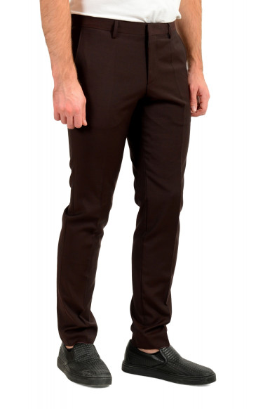Hugo Boss Men's "Getlin182" Slim Fit Burgundy 100% Wool Flat Front Dress Pants: Picture 2