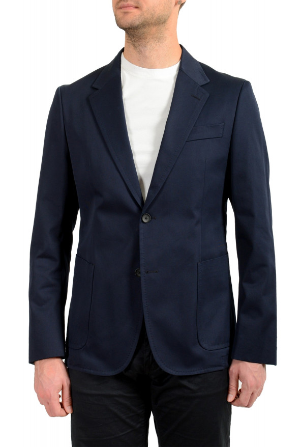 Hugo Boss Men's "Sevis" Slim Fit 100% Cotton Navy Blue Two Button Blazer