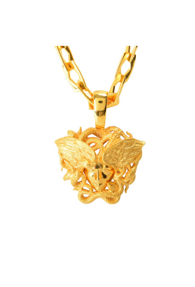 Versace Unisex Gold Color Metal Chain Necklace With Medusa Pendant: Picture 2