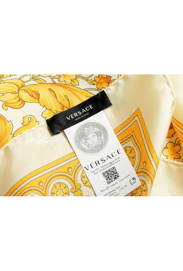Versace White & Gold Barocco Print 100% Silk Large Shawl Scarf: Picture 2