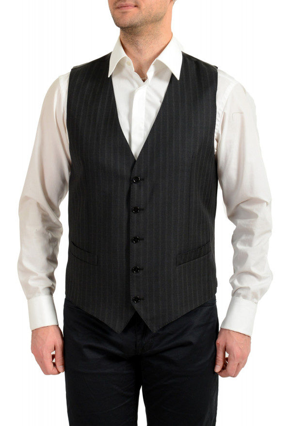 Dolce & Gabbana Men's Pinstripe Gray 100% Wool Button Down Vest 