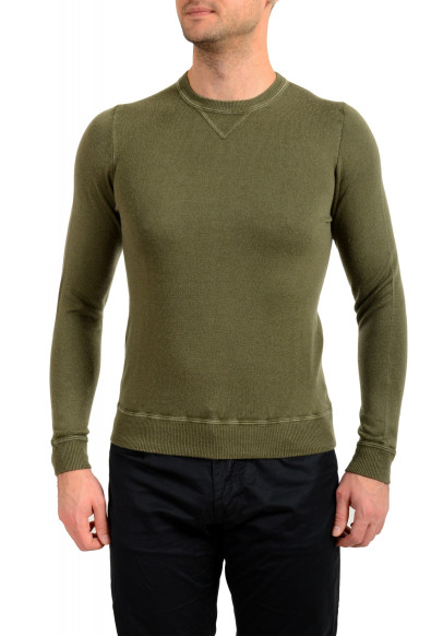 Zanone A Slowear Brand Men's Olive Green 100% Virgin Wool Crewneck Sweater