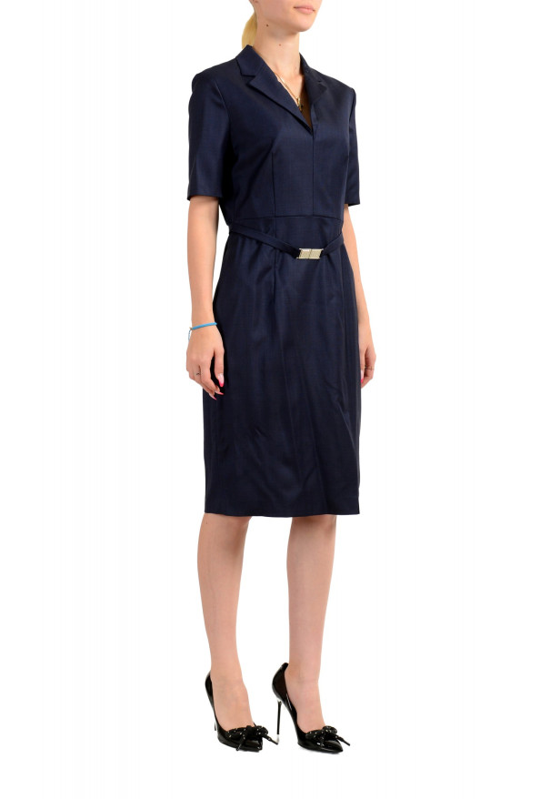 Hugo Boss Women's "Debutina" Blue 100% Wool Belted Pencil Dress : Picture 2