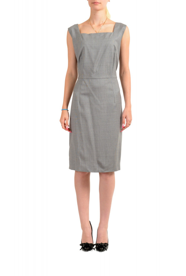 Hugo Boss Women's "Digela" Gray 100% Wool Sleeveless Pencil Dress 