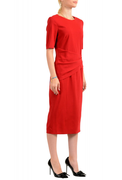Hugo Boss Women's "Deniba" True Red Wool Short Sleeve Pencil Dress : Picture 2