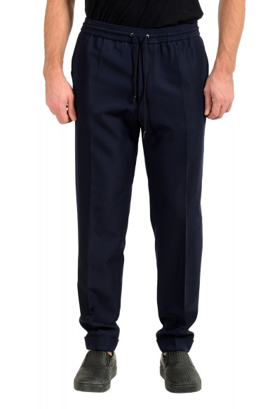 Hugo Boss Men's "Oliwer" Navy Blue Mohair Wool Elastic Waist Pants