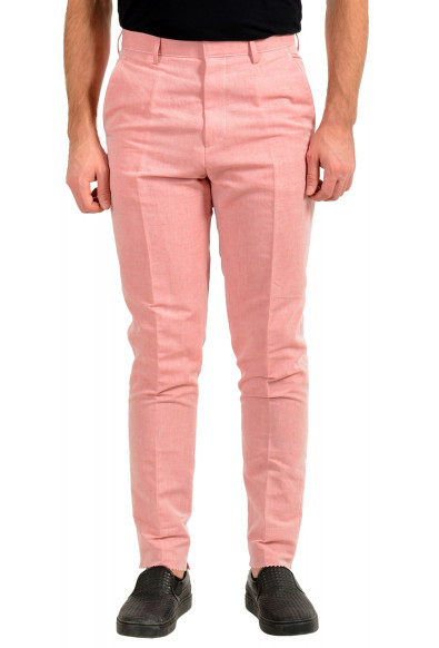 Hugo Boss Men's "Pirko1" Pink Linen Flat Front Dress Pants 