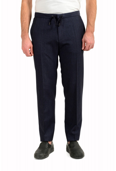 Hugo Boss Men's "Banks3-J" Blue Wool Elastic Waist Casual Pants