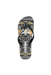 Philipp Plein Black/Multi Rubber Logo Print Flip Flops Shoes