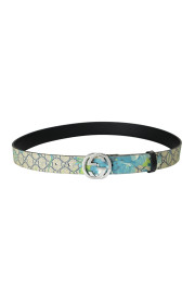 Gucci Unisex Guccissima Flower Print Leather Double G Buckle Belt : Picture 2