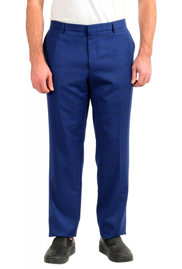 Hugo Boss Men's "Ben2" Slim Fit Blue 100% Wool Plaid Dress Pants 