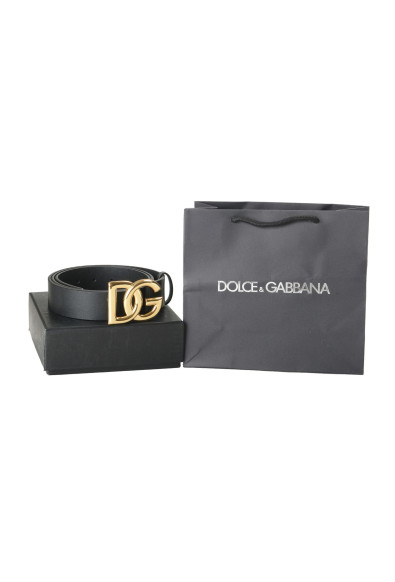 Dolce & Gabbana Unisex Black Leather D&G Buckle Decorated Belt