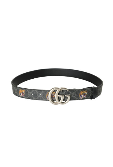 Gucci Tiger Guccisima Print Leather Metal Double G Buckle Belt : Picture 2
