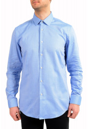 Hugo Boss Men's "Isko" Blue Slim Fit Geometric Print Long Sleeve Dress Shirt