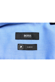 Hugo Boss Men's "Isko" Blue Slim Fit Geometric Print Long Sleeve Dress Shirt: Picture 9