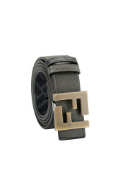 Fendi Men's Leather Reversible Fendi Squared FF Logo Print Belt