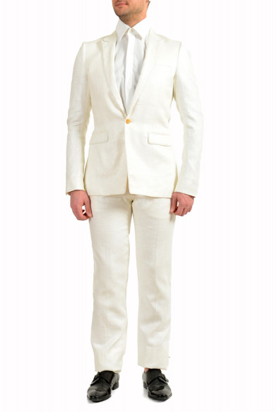 Versace Men's Ivory Linen One Button Suit US 38R IT 48R