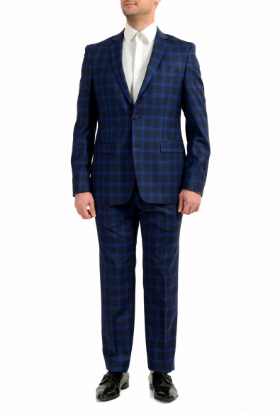 Versace Collection Men's 100% Wool Blue Plaid Two Button Suit 