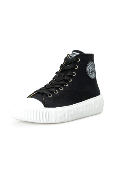 Versace Women's Black Canvas High Top Fashion Sneakers Shoes