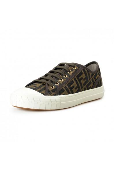 Fendi Men's "Domino" Brown Jacquard FF Print Low Top Fashion Sneakers Shoes